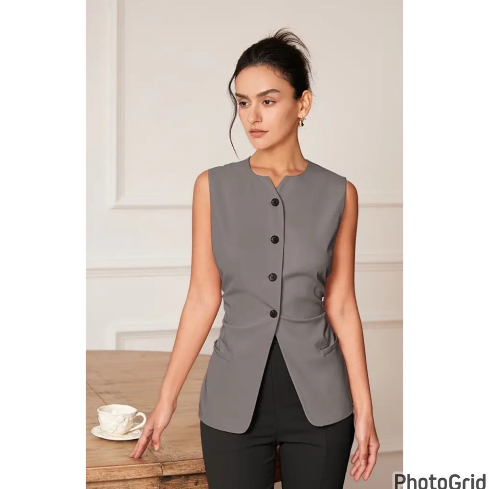Gray Blazer Vest NWOT